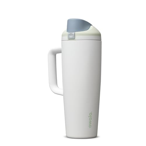 Owala FreeSip Tumbler Stainless Steel Water Bottle 30 oz Iced Breeze | Triple-Layer Insulation | Leak-Proof Lid with Push-Button | Double Threaded Lid for Left and Right Handed Drinking - color: Iced Breeze, size: 30.1 Ounces
