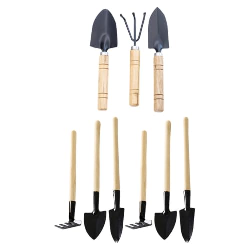 Yardwe 9pcs Small Gardening Tools Set with Ergonomic Handle and Precision Size, Wooden and Iron Indoor Garden Tool Kit for Houseplants and Home Balconies