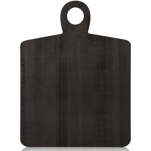 1 Pcs Acacia Wood Cutting Board with Handle 17 x 13'' Rectangular Charcuterie Chopping Board for Pizza Cheese Meat Decorative Black Wooden Serving Tray for Kitchen and Dining Room - color: Black, size: 16.7"L x 12.8"W