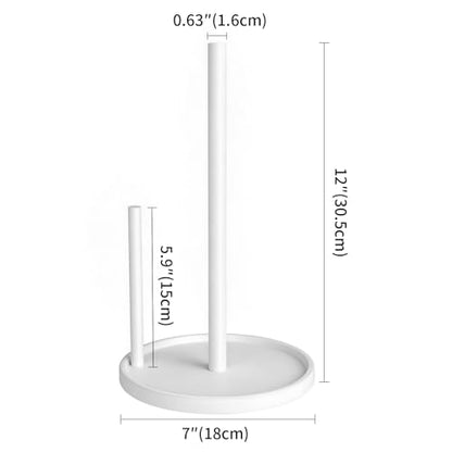 Jesginboo Paper Towel Holder Countertop, White Kitchen Paper Towels Holder, Paper Roll Holder with Weighted Base - color: White