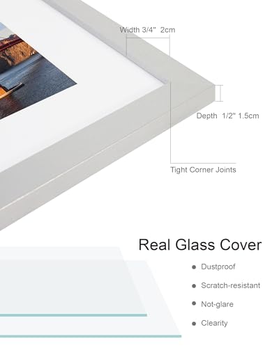 Hongkee 4x6 Picture Frame (4 Pack, Silver), Made of Real Glass and Wooden Frame - Display Pictures 3.5x5 with Mat or 4x6 Without Mat, 4 by 6 Photo Frames TableTop Display and Wall Mounting - color: Silver, size: 4x6 in