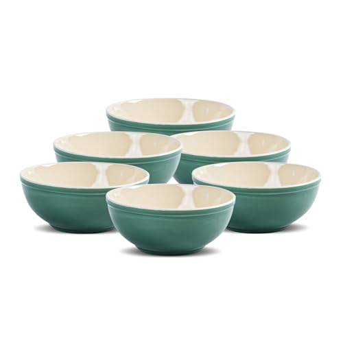 Ceramic Bowls Set of 6, 29oz Deep Bowls for Kitchen, Dishwasher & Microwave Safe for Salad, Pasta, Rice, Oatmeal, Fruit, Rice, Dark Green - color: Dark Green, size: 6"(29oz)