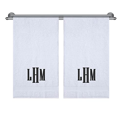 Monogrammed Hand Towels, Decorative Towel Set, Personalized Gift, Super Soft, Highly Absorbent, 100% Turkish Genuine Cotton Customized 2 Piece Hand Towel Sets for Kitchen, Face, Gym & Spa, White - color: White, size: Hand Towels - Set of 2