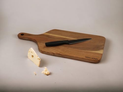 Vesta Homes Wooden Cutting Board for Kitchen/Chopping/Serving Board, Platter for Vegetables, Cheese and Charcuterie | Acacia Wood |16 * 7 Inches | Handmade in India - size: 16.5"L x 7.1"W