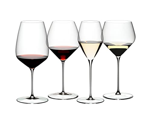 Riedel Veloce Tasting Set, Wine Glasses, 4 Pack – Cabernet, Pinot Noir, Sauvignon Blanc, Chardonnay - Dishwasher Safe, Crystal Glass - 5330/47 | Cabernet, Pinot Noir, Sauvignon Blanc, Chardonnay - Dishwasher Safe, Crystal Glass - style: Tasting Set