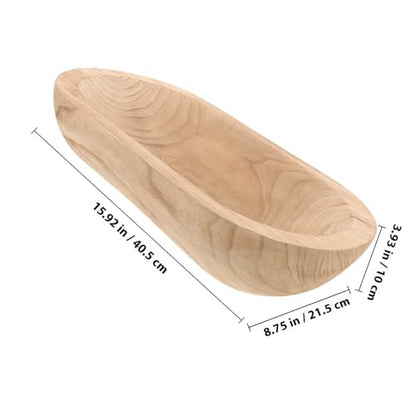 FOMIYES Wooden Dough Bowl Decorative Centerpiece Bowl Rustic Paulownia Wood Small Table Decor for Coffee Table Candle Display Home Accent