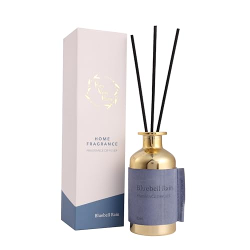 Reed Diffuser Set, Pretty Valley Home Diffuser 80Ml / 2.7 fl OZ Gift Box - Includes Reed Diffuser Sticks, Long Lasting Fragrance Oil and Glass Bottle for Office Living Room Decor (Bluebell Rain) - color: 5.bluebell Rain
