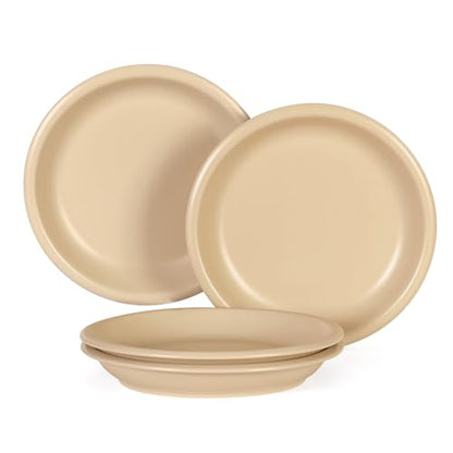 GZG 10.25-Inch Ceramic Dinner Plates, Warm Sand, Set of 4 | Rustic Matte Glaze, Terracotta Stoneware, For Main Course & Everyday Meals, Microwave & Dishwasher Safe - color: Warm Sand, size: 4 pcs Dinner Plate Set