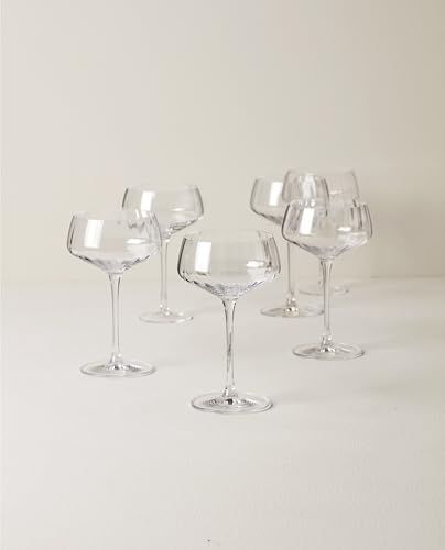 Lenox Tuscany Classics Angled Optic Coupe Glasses, Set of 6 | european glass, 7 inch height | 3.5 inch diameter | elegant vintage-inspired cocktail glasses | 12oz - style: Coupe Glasses, Angled