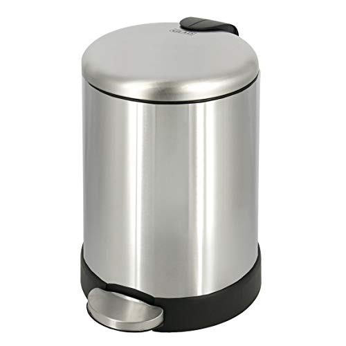 Glad Small Trash Can, 1.2 Gallon | Round Stainless Steel Garbage Bin with Soft Close Lid & Step Foot Pedal | Metal Waste Basket with Removable Inner Bucket, Stainless, 8 x 9.5 x 12 inches - color: Stainless