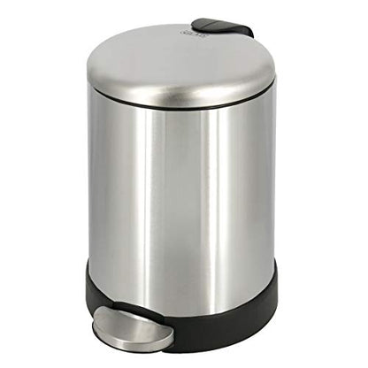Glad Small Trash Can, 1.2 Gallon | Round Stainless Steel Garbage Bin with Soft Close Lid & Step Foot Pedal | Metal Waste Basket with Removable Inner Bucket, Stainless, 8 x 9.5 x 12 inches - color: Stainless