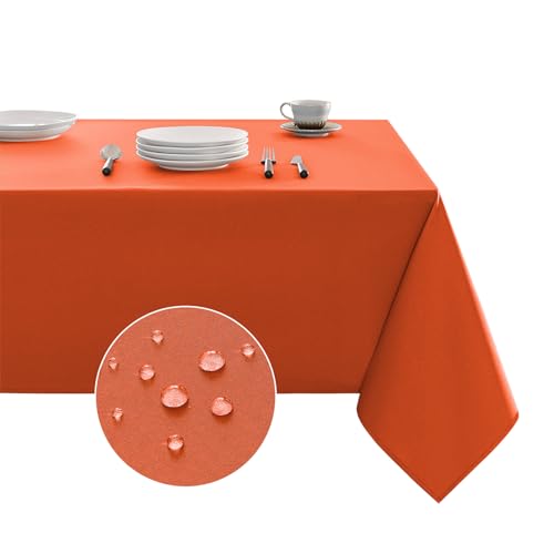 Tablecloth Rectangle Waterproof Spill-Proof Wrinkle-Free Table Cloth Washable, Kitchen Dining Tabletop Decoration, Fabric Table Cover for Indoor and Outdoor Use, 54 x 54 Inch, Orange - color: Orange, size: 54" x 54" (Square)