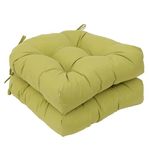 Outdoor Chair Cushions, Outdoor Cushions, Patio Chair Cushions, Indoor Full-Length Ties for Non-Slip Support, Premium Comfortable Thick Fiber, Set of 2 (Green, 17x17 Inch) - color: Green, size: 17" x 17"