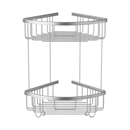 2-Tier Corner Shower Caddy, Rustproof Stainless Steel Shower Organizer and Bathroom Storage Wall Shelf, Silver