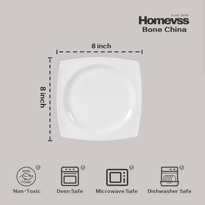 HomeVss, New Bone China Dinnerware SEt, Rim Square Shape, 40pc Set - color: Square Rim, size: Service for 8 - 40pc Set