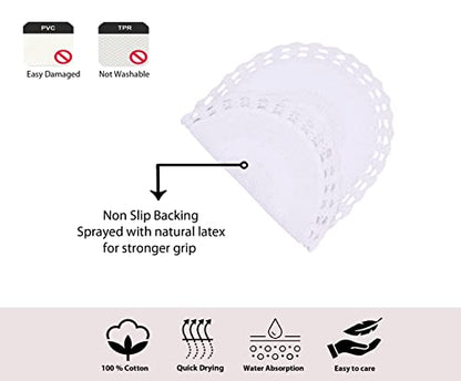 Home Weavers Hampton Crochet Reversible Bathmat 100% Cotton Bathroom Rugs Set, Washable Rug, Extra Soft and Absorbent Bath Rug, Kitchen Mat, Bath Mat Set, Mat Non Slip, 20"x20" Contour, White - color: White, size: 1'8" x 1'8" (Contour)