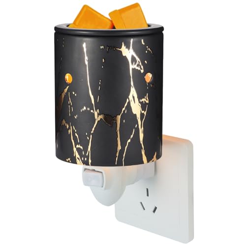 Plug in Wax Warmer for Scented Wax melt Warmer scentsy Plug in Wax melt Warmer Electric Candle Warmer Home Decor Gifts for Women（Black Gold Porcelain）