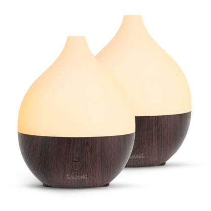 SALKING Essential Oil Diffuser 2 Pack, 100ml Ultrasonic Diffuser for Home | Dark, Cool Mist Humidifier, Auto Shut-Off, Aromatherapy Diffusers for Essential Oils, Warm White Lights,Quiet, Bedroom,Office - color: Dark Set of 2