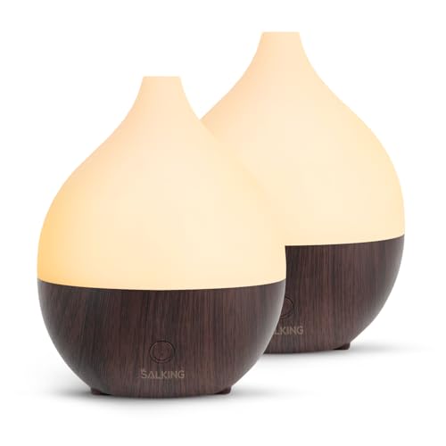 SALKING Essential Oil Diffuser 2 Pack, 100ml Ultrasonic Diffuser for Home | Dark, Cool Mist Humidifier, Auto Shut-Off, Aromatherapy Diffusers for Essential Oils, Warm White Lights,Quiet, Bedroom,Office - color: Dark Set of 2