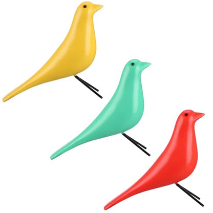 AceOrbit 3 Pcs Mid Century Modern Decor Medieval Table Decor Large Ceramic Birds Orange Blue and Yellow Ceramic Birds for Home Office Table Desktop Bookshelf Mantelpiece Shelf Centerpiece - style: Old school