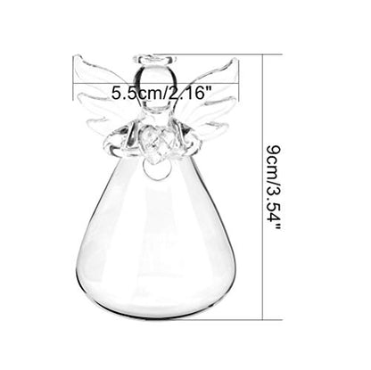 Sziqiqi Glass Guardian Angel Hanging Bud Vase, Plant Containers, 8Pcs | 3.5in, Clear Glass Tiny Hydroponic Vases for Cuttings, Bulk Planter for Home Decor, Bautizo Decorations, Room Ornaments, Gift