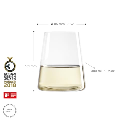 Stölzle Lausitz Stemless White Wine Glasses Power Set of 4, 13 1/2 oz – Modern Crystal Wine Glasses for Maximum Aroma – Dishwasher Safe & Break-Resistant, Made in Germany - size: 4 Pieces (1 Pack)