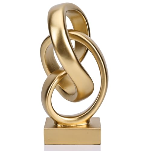 DOVDOV Abstract Gold Knot Statue, Geometric Knot Decor, Gold Decor on Shelf Bookshelf countertop for Living Room Coffee Table Office Coffee Table entryway entryway Desktop Decorative Ornament. - color: Gold