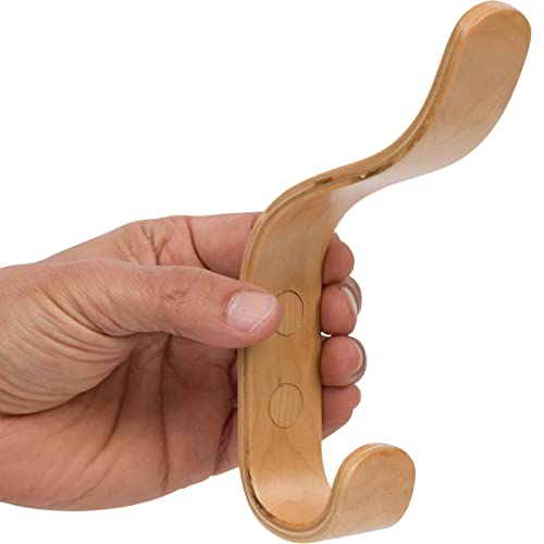 Plywood Wall Hooks Set of 4 Wood Coat Rack Hanging Clothes Hats Robes Towels (Birch) - color: Maple