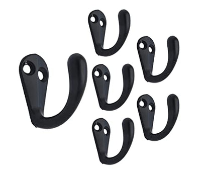 Premium Quality Single Prong Robe Hook Hanger, Zinc Die Cast, Matte Black, 6 Pack - color: Matte Black, size: 6 Pack