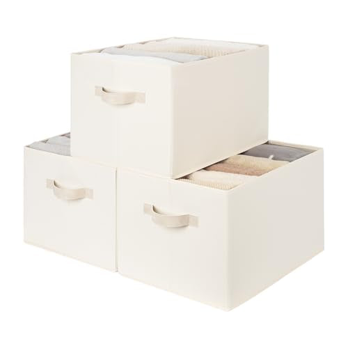 StorageWorks Closet Storage Bins, Beige, Extra Large, 3-Pack | Fabric Closet Organizers and Storage Bin, Foldable Shelf Baskets for Organization and Storage - color: Beige, size: Extra Large