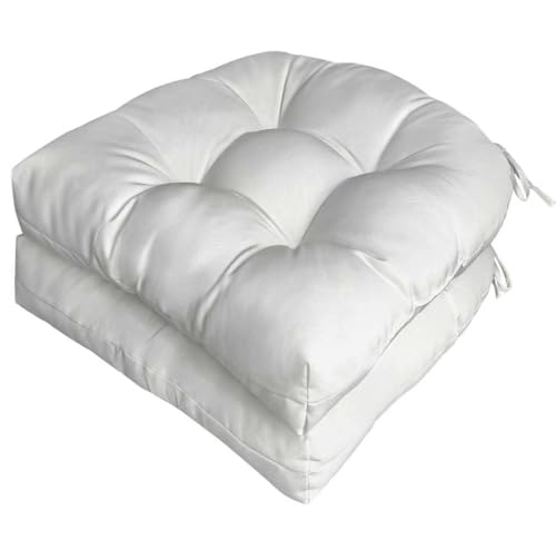 Gnostik 2 Pack Outdoor Patio Chair Cushions Waterproof Rocking Chair Cushion U Shaped Patio Replacement Cushions with Ties for Porch, Garden,18.6" x 18.6", White - color: White