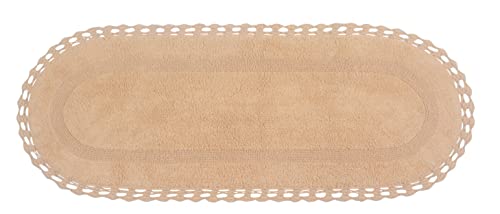 Home Weavers Hampton Crochet Reversible Bathmat 100% Cotton Bathroom Rugs Set, Washable Rug, Thick Extra Soft and Absorbent Bath Rug, Kitchen Mat, Bath Mat Set, Mat Non Slip, 21"x54" Runner, Linen - color: Linen, size: 1'9" x 4'6" (Oval)