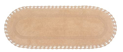 Home Weavers Hampton Crochet Reversible Bathmat 100% Cotton Bathroom Rugs Set, Washable Rug, Thick Extra Soft and Absorbent Bath Rug, Kitchen Mat, Bath Mat Set, Mat Non Slip, 21"x54" Runner, Linen - color: Linen, size: 1'9" x 4'6" (Oval)