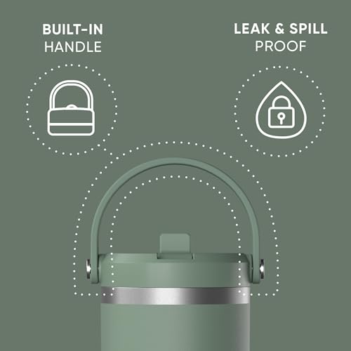 Hydrapeak Nomad 32oz Stainless Steel Insulated Travel Tumbler with Handle & Straw Lid, Leakproof, Cupholder Friendly, Back to School, College Dorm, Gym & Everyday Hydration, Cold 24 Hours (Sage Leaf) - color: Sage Leaf