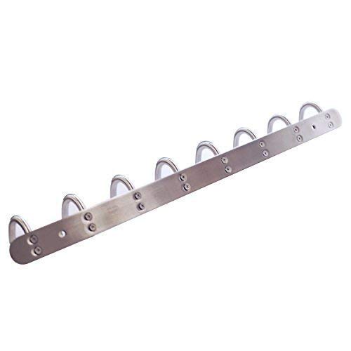 Coat Hook Rack with 8 Round Hooks - Premium Modern Wall Mounted - Ultra durable with solid steel construction, Brushed stainless steel finish, Super easy installation, Rust and water proof - style: 8 Round Hooks