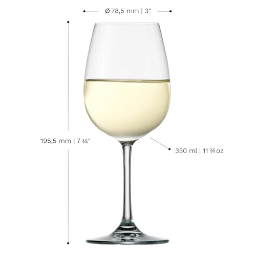 Stölzle Lausitz White Wine Glasses Weinland Set of 6, 11.75 oz – Wine Glasses Ideal for Heavy White Wines & Medium-Bodied Reds – Elegant White Wine Crystal Glass – Dishwasher Safe & Made in Germany - style: Coffee cup