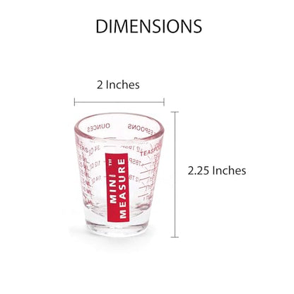 Kolder Mini Measure Multi-Purpose Shot Glass, Heavyweight Glass, Red, Set of 2, For Liquid And Dry Ingredients And Precise Recipe Prep - color: Red, size: Set of 2