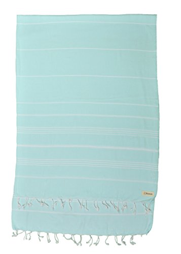 Bersuse Towels Anatolia XL Beach Blanket Throw Blanket Turkish Towel 100% Cotton Extra-Large Quick-Dry Lightweight Premium Peshtemal Towel - 61x82 Inches, Aqua Marine - color: Aqua Marine