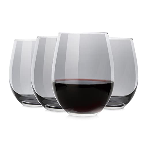 LUXU Wine Glasses Large Stemless Wine Glasses,20 oz,Set of 4 | Grey Juice Drinking Glasses,No Stem Glass Beverage Cups,All-Purpose Water Glasses for Ice Coffee,Tea,Red or White Wine - color: Gray