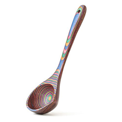 Gudamaye Pakkawood Rainbow Deep Soup Ladle with Spout, 9.6 inch Big Soup Ladle for Cooking - style: 1 PC Rainbow Ladle with Spout