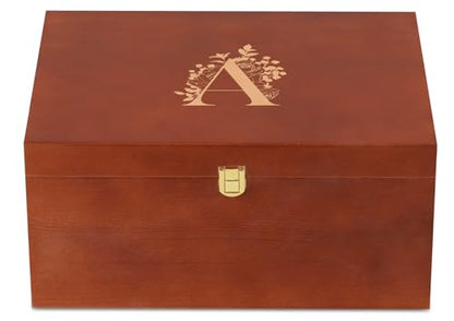InnoBeta Personalized Keepsake Box, Wooden Storage Boxes, Large Keepsake Boxes with Lid for Memory Treasure, Initial A - color: Initial A