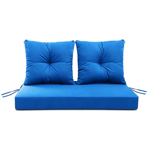 ARTPLAN Loveseat Patio Deep Seat Cushions 46"x24"x5" Bench Pad,Navy Blue | High-density foam fill, solution-dyed UV water repellent fabric, zipper removable cover fits patio swing & bench furniture - color: Navy Blue