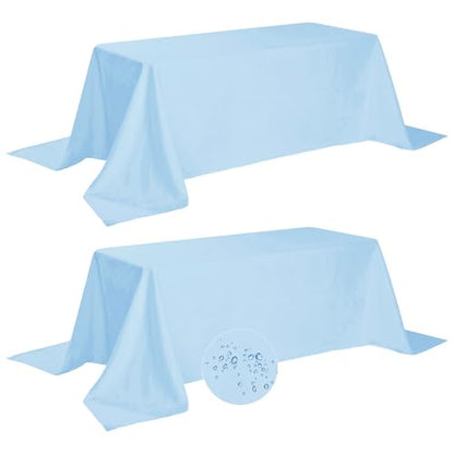 Fokitut 2 Pack Waterproof Rectangle Tablecloth, 90x132 Inch,Stain Resistant and Wrinkle Polyester Table Cloth, Fabric Table Cover for Kitchen Dining, Wedding, Party, Holiday Dinner-Blue Mist - color: Blue Mist, size: 90x132''-2pack