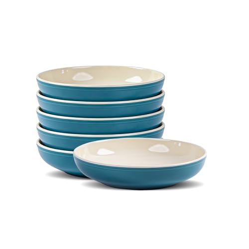 8" Dinner Bowls Set of 6, 32oz Ceramic Serving Bowls for Kitchen, Dishwasher & Microwave Safe for Ramen, Salad, Pasta, Oatmeal, Fruit, Blue - color: Blue, size: 8"(32oz)
