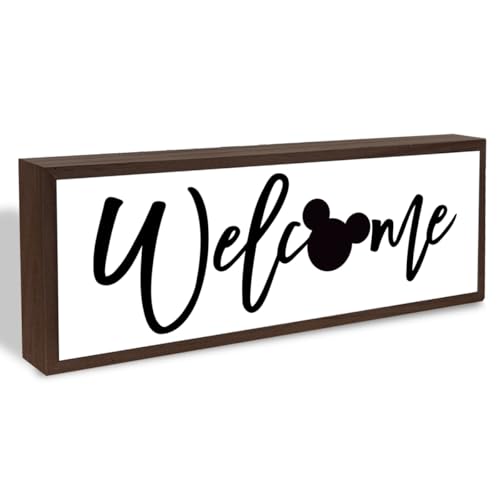 Welcome Wood Home Decor Signs, Welcome Wood Plaque, Home Tabletop Desk Decorative Sign, Rustic Farmhouse Shelf Decor Sign, Hanging Decorative Wooden Plaque 9.5x3.1 Inches(A1) - color: welcome 01