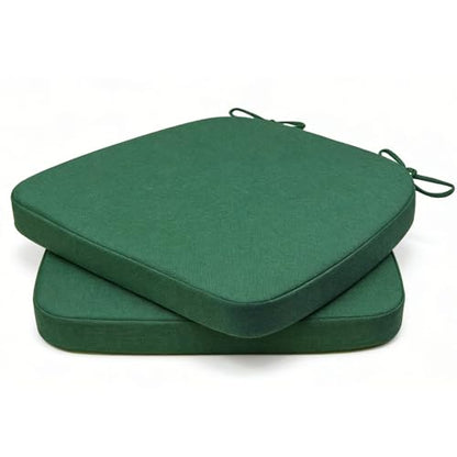 GIBZ Outdoor Chair Cushions 17"x16"x2" with Ties Set of 2 Dark Green | Waterproof Chairs Cushion U-Shaped Seat Pads Washable Casual for Yard Lawn Patio - color: Dark Green