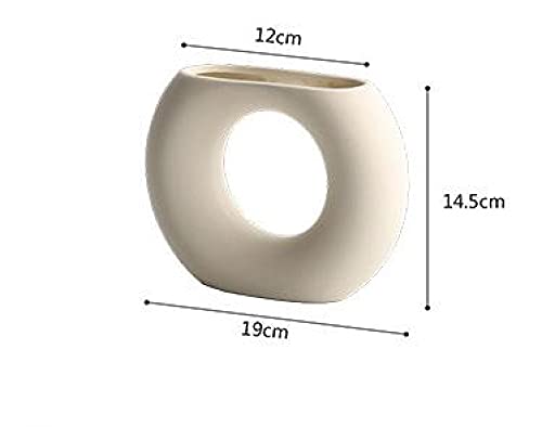 Ceramic Ornaments Bedroom Decor Home Accessories Ceramic Modern Arts Vase Donut Vase Abstraction Flowers Vase Decoration Nordic Modern Style Vases for Flowers Office Home Deco