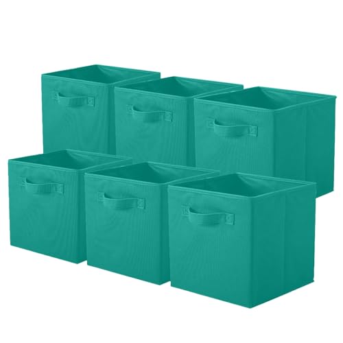 ShellKingdom Storage Bins, Foldable Fabric Storage Cubes And Cloth Storage | Storage Organizer For Closet And Toys, 10.5x10.5x11 INCH, 6 Pack (Forest Green) - color: Forest Green, size: 6