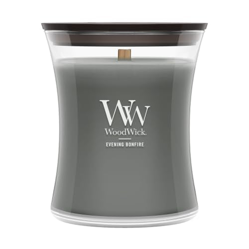 WoodWick Evening Bonfire Holiday Candle Gifts for Women and Men, 9.7 oz Medium Hourglass Candle with Crackling Wick - color: Evening Bonfire, size: 9.7oz