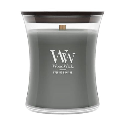 WoodWick Evening Bonfire Holiday Candle Gifts for Women and Men, 9.7 oz Medium Hourglass Candle with Crackling Wick - color: Evening Bonfire, size: 9.7oz
